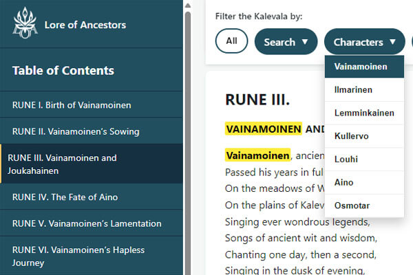 Kalevala Interactive Reader